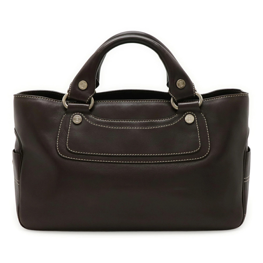Celine Boogie Bag Handbag Tote Leather Dark Brown